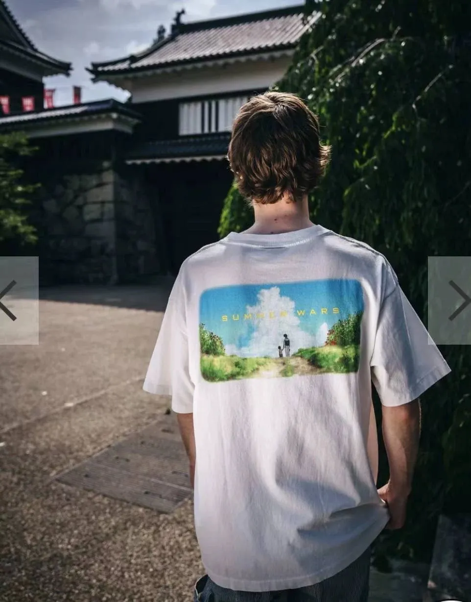 S539# P130 Saint Michael x Summer Wars x GEEKS RULE Summer Wars short-sleeved T-shirt color: white black size: S, M, L, XL